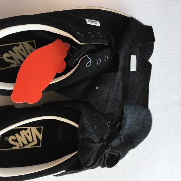 RARE New Vans Old Skool Fur Black Sneakers Low-Top Skate‎ Shoes 721454 M 5 W 6.5